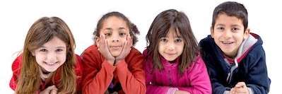 four young kids smiling